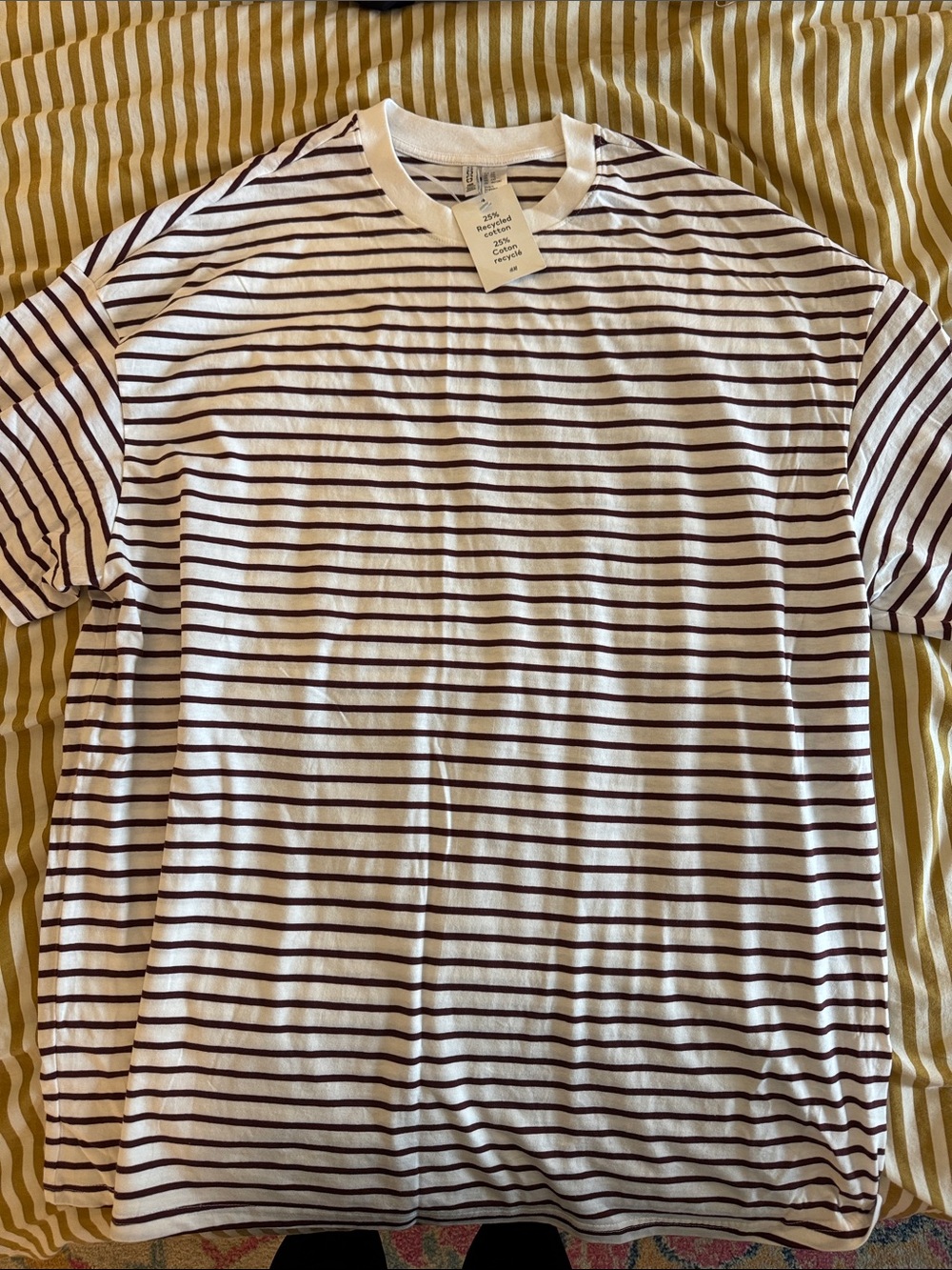Divided Women's Mini Dress - White with Dark Brown Stripes